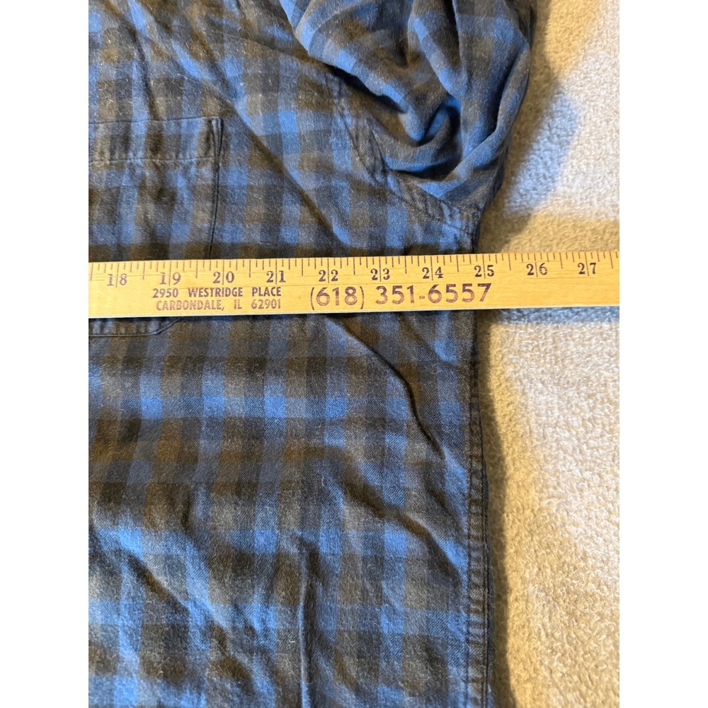 Pendleton Mens XL Blue Black Pima Cotton Merino Wool Buffalo Check Flannel Shirt - Picture 7 of 8